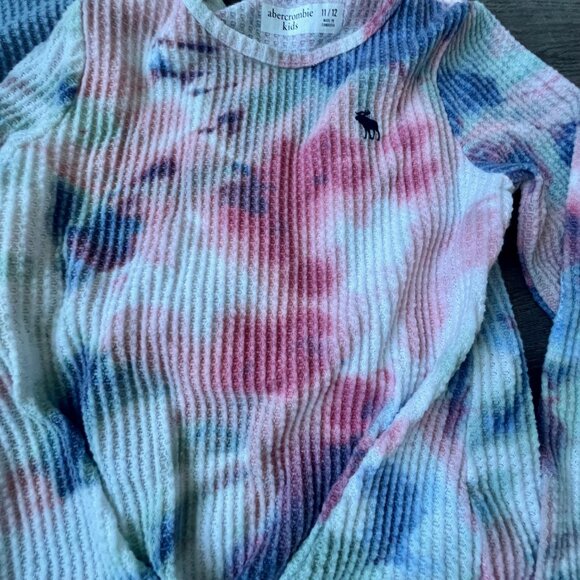 Abercrombie Kids (2) Waffle Knit Thermal Shirts Tie Die Warm Fall Cozy Girlhood - Picture 7 of 7